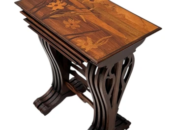 Art Nouveau Set of Four Nesting Tables by Emile Galle Nancy France, 1900s